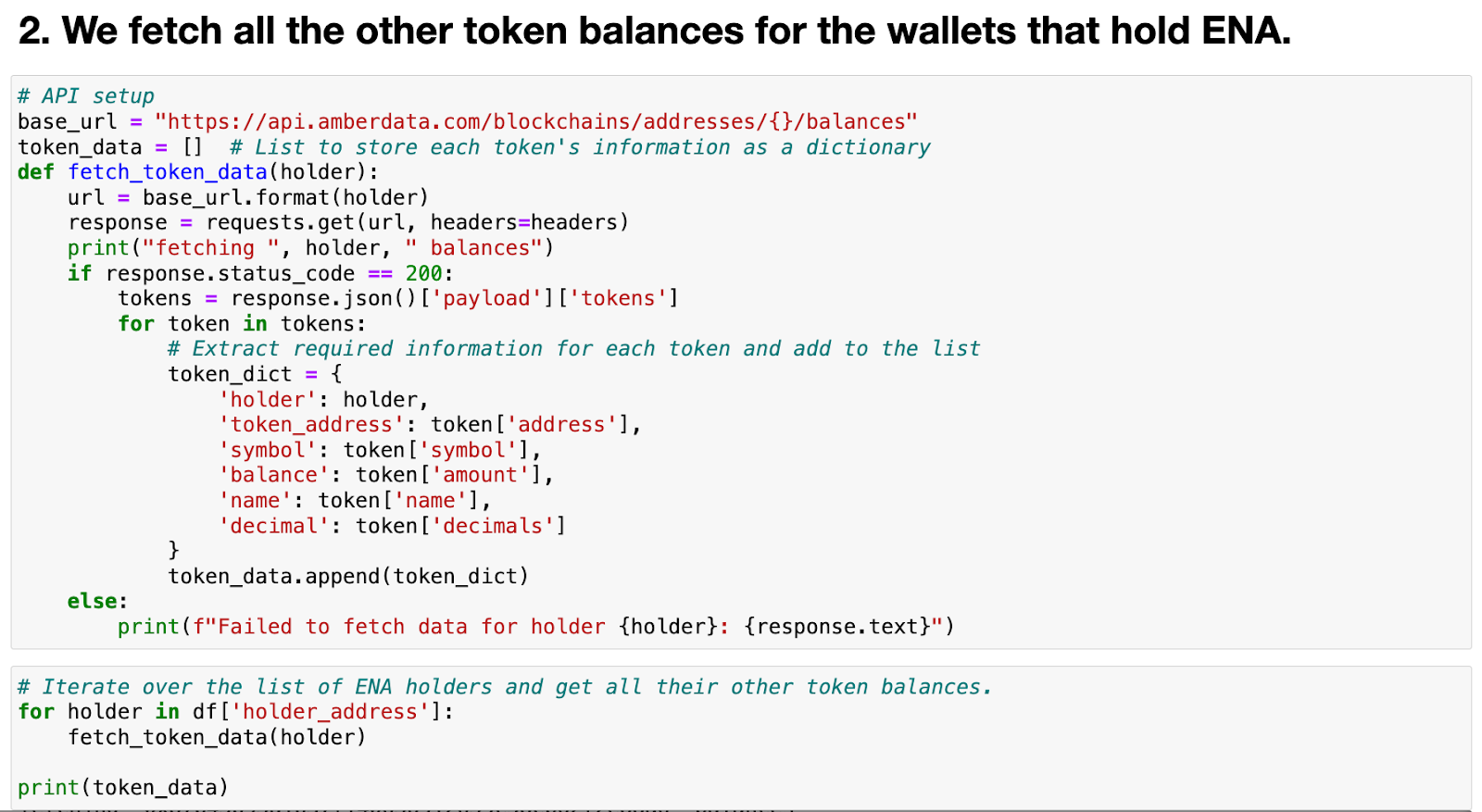 Other token balances for the wallets that hold ENA - Amberdata Jupyter-notebook