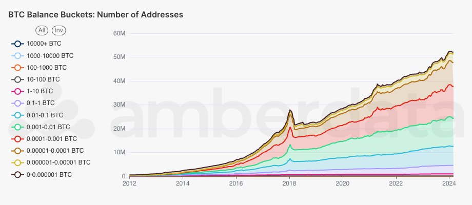 amberLens Address balance buckets Bitcoin address balance buckets for the number of addresses in each bucket